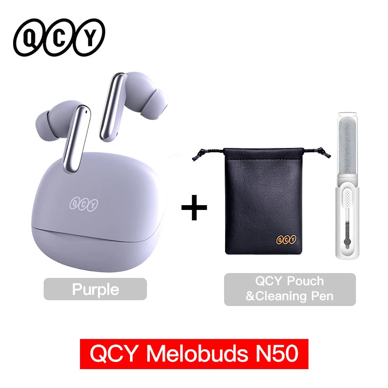 Fone de Ouvido QCY Melobuds N50 ANC Bluetooth 5.4 Cancelamento de Ruído Adaptativo 6 Mics Multipoint Bateria 28h Original QCY