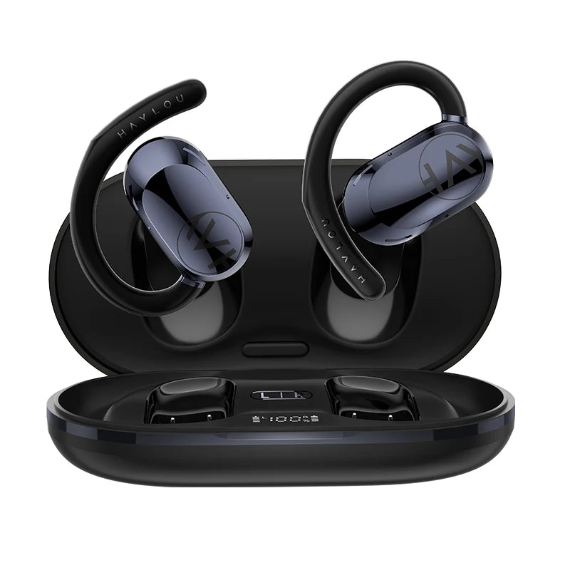 Fone de Ouvido HAYLOU Earhook 1 Open-Ear Bluetooth 5.4 Áudio Espacial 360 Graus Driver 16.2mm Bateria 40h Display LED Original