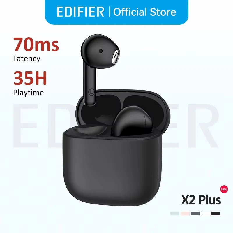 Edifier X2 Plus True Wireless Earbuds TWS Bluetooth Earphone 70ms Low Latency Bluetooth V6.0 IP54 Waterproof 35Hrs Playtime