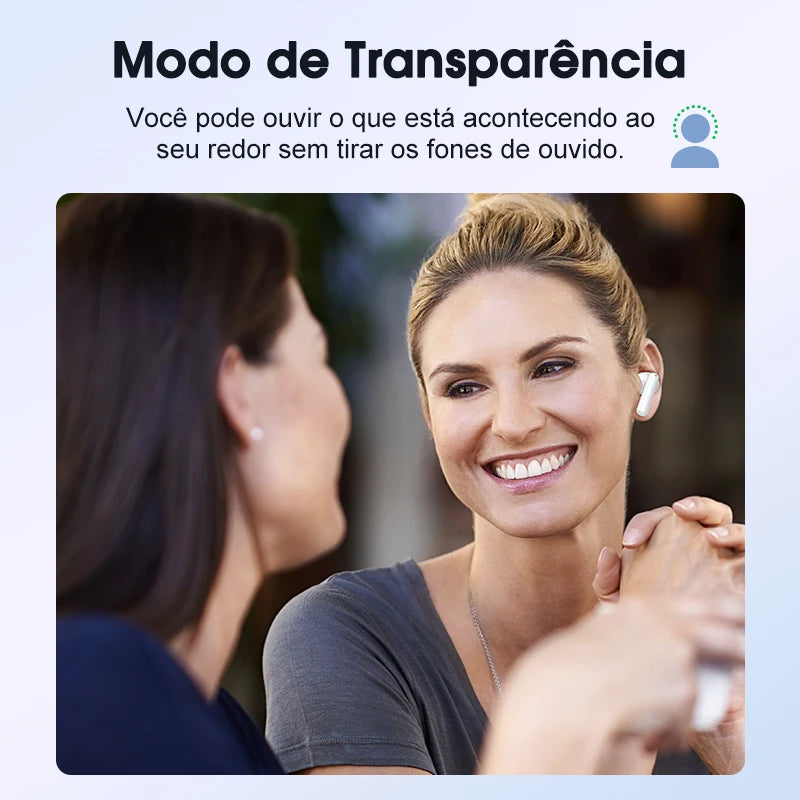 Fone de Ouvido QCY T13 ANC Bluetooth 5.3 Cancelamento de Ruído 28dB 4 Mics ENC Bateria 30h Modo Game Baixa Latência Original QCY