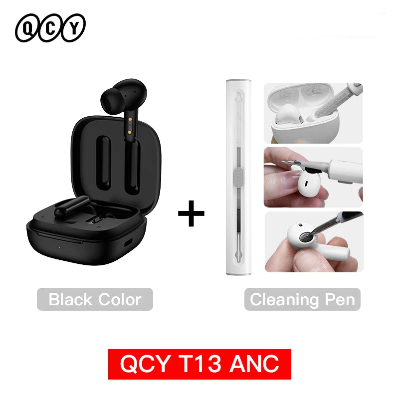 Fone de Ouvido QCY T13 ANC Bluetooth 5.3 Cancelamento de Ruído 28dB 4 Mics ENC Bateria 30h Modo Game Baixa Latência Original QCY