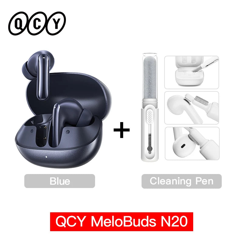 Fone de Ouvido QCY MeloBuds N20 HT20 Bluetooth 6.0 Cancelamento de Ruído Ativo ANC -50dB 6 Microfones Chamadas HD Driver 13mm Bateria 40h Gamer Baixa Latência IPX4 Original
