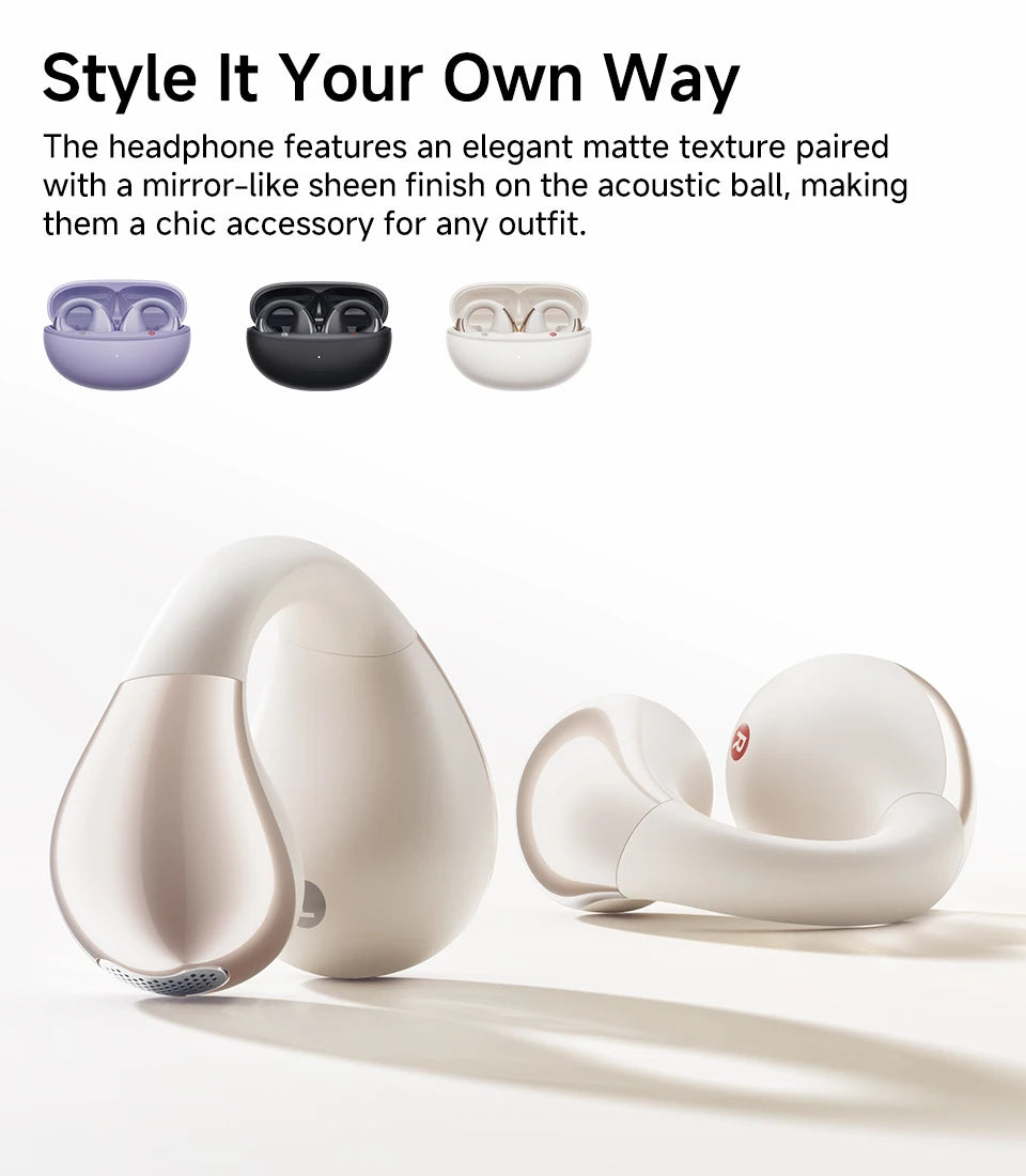 Fone de Ouvido QCY Crossky C30 Bluetooth 5.4 Open Ear Clipe de Orelha Esportivo Estilo Brinco Graves Potentes Conexão Multiponto Bateria 25h IPX4 Original