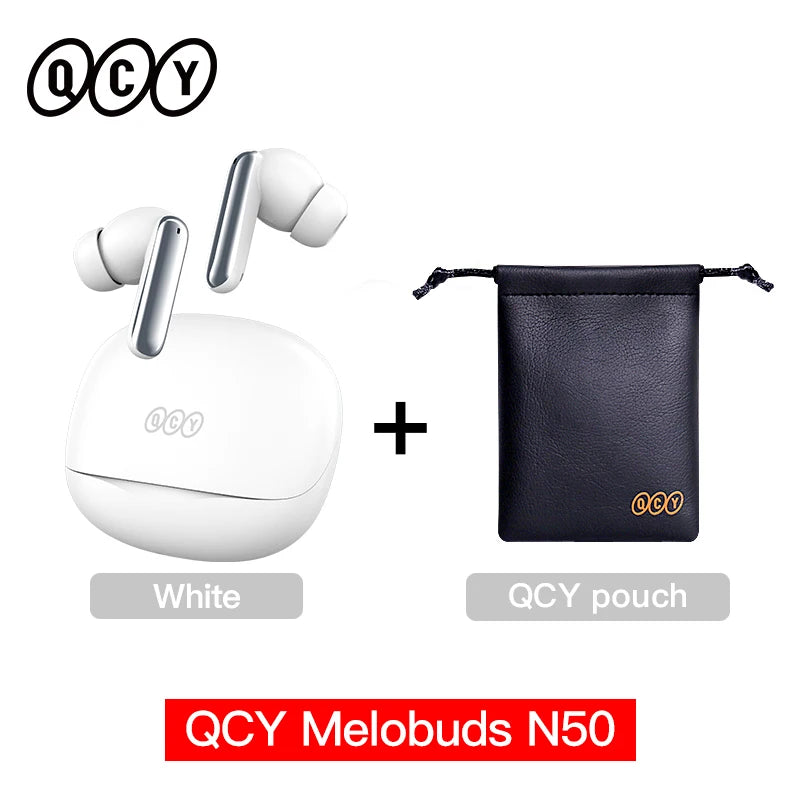 Fone de Ouvido QCY Melobuds N50 ANC Bluetooth 5.4 Cancelamento de Ruído Adaptativo 6 Mics Multipoint Bateria 28h Original QCY