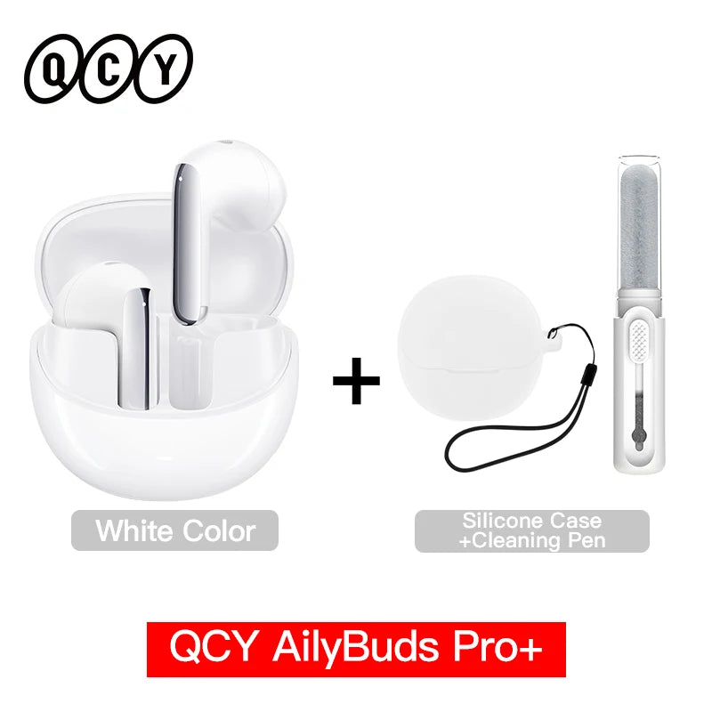 Fone de Ouvido QCY HT10 AilyBuds Pro+ ANC Cancelamento de Ruído Adaptativo Bluetooth 5.3 Hi-Res Áudio LDAC 6 Microfones Chamadas HD Conexão Multiponto Gamer 80ms IPX5
