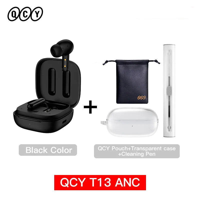 Fone de Ouvido QCY T13 ANC Bluetooth 5.3 Cancelamento de Ruído 28dB 4 Mics ENC Bateria 30h Modo Game Baixa Latência Original QCY