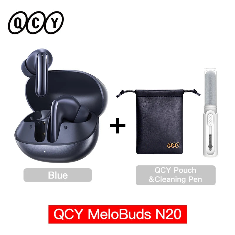 Fone de Ouvido QCY MeloBuds N20 HT20 Bluetooth 6.0 Cancelamento de Ruído Ativo ANC -50dB 6 Microfones Chamadas HD Driver 13mm Bateria 40h Gamer Baixa Latência IPX4 Original