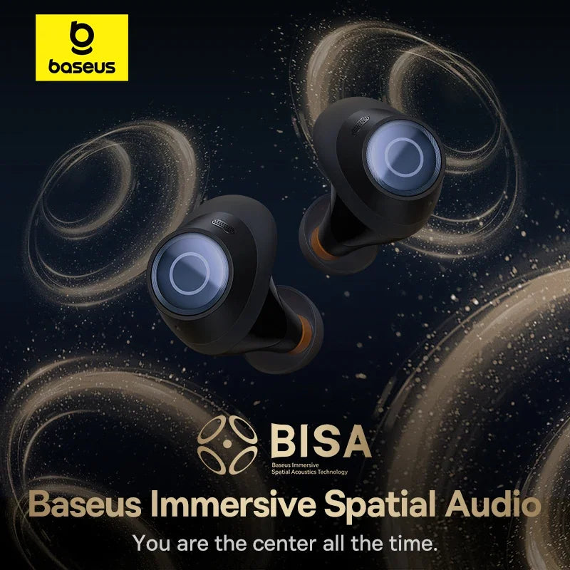 Fone de Ouvido Baseus Bowie MA10 Pro ANC -48dB Bluetooth 5.3 Áudio Espacial 3D Bateria 40h IPX6 À Prova D'água Estojo com Display Digital Original