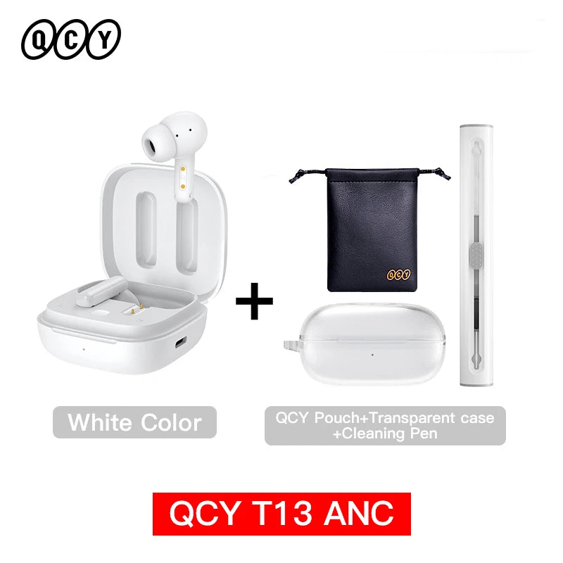 Fone de Ouvido QCY T13 ANC Bluetooth 5.3 Cancelamento de Ruído 28dB 4 Mics ENC Bateria 30h Modo Game Baixa Latência Original QCY